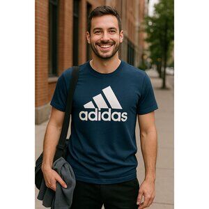 Adidas Mens Navy Blue The Go To Tee Logo Shirt Small Comfortable Stylish